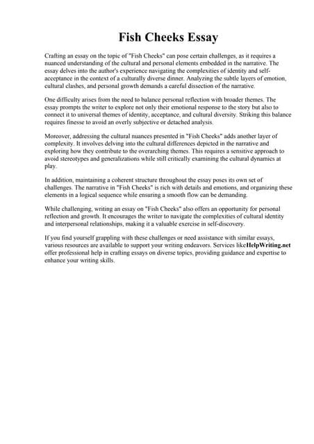 essay on fish|Essays on Fish Free Examples of Rese.